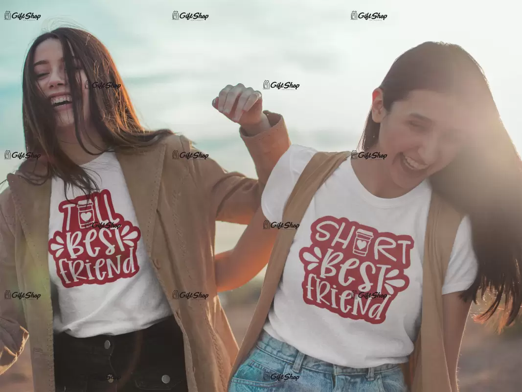 Short & tall best friends, set 2 tricouri cu mesaje.